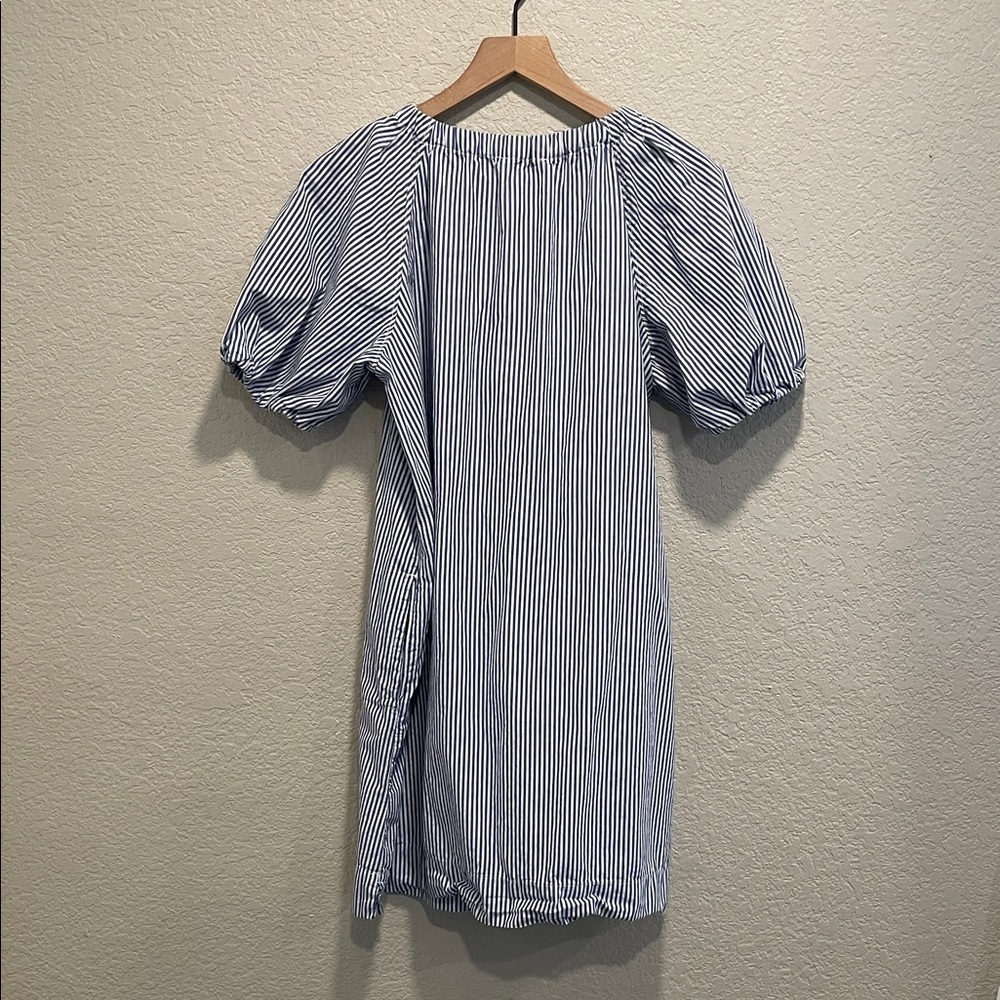 Free Assembly Blue White Stripe Puff Sleeve Mini Dress Size M - Picture 6 of 7